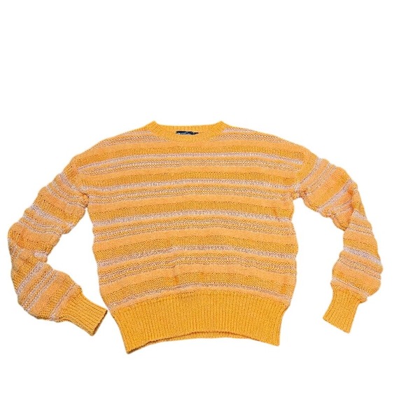 Vineyard Vines Striped Knit‎ Sweater Orange White Crew Neck Pullover Women Sz XS - Picture 3 of 8